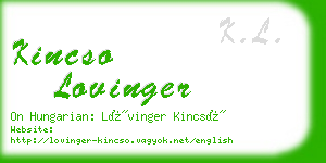 kincso lovinger business card